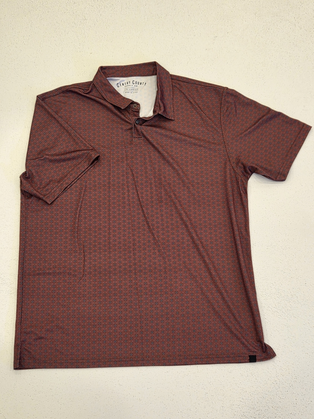 Men’s Geo-Print Polo in Burgundy by